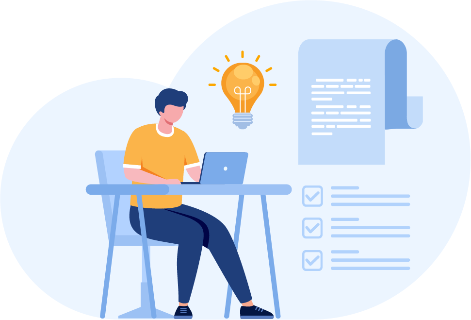 パソコンで作業をする人が、マニュアルなしでも迷わず操作できる様子