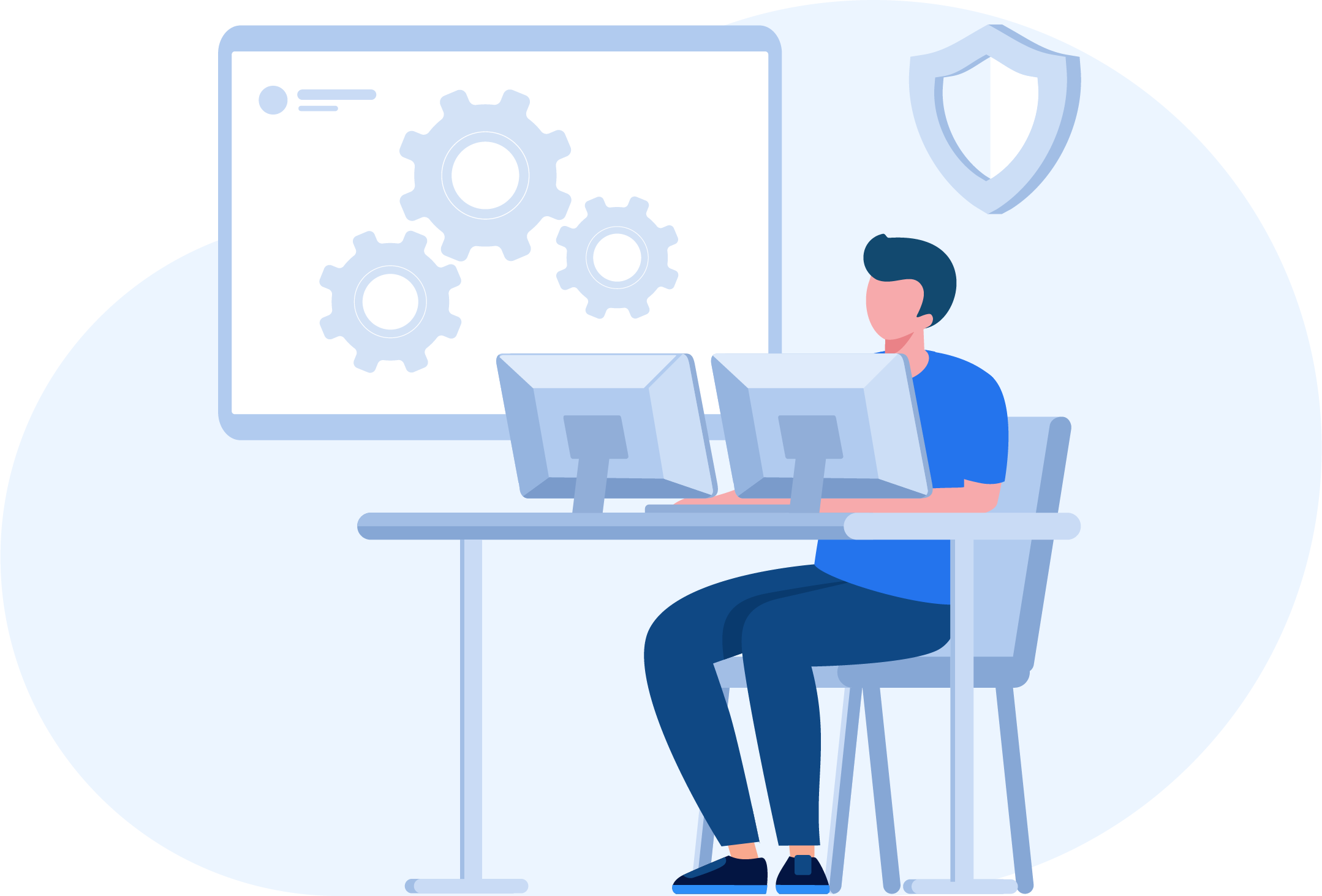 パソコンで操作ミスを減らし正確に業務を遂行している様子